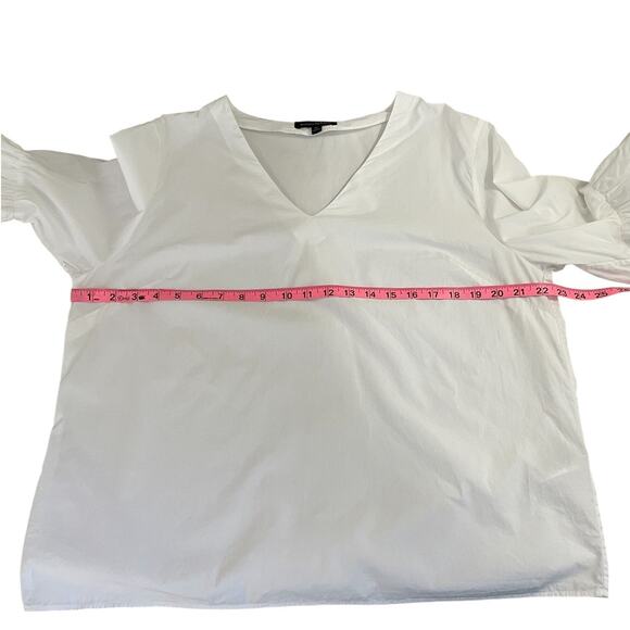 Banana Republic 100% Cotton Poplin Top Bell Sleeves V-Neck Classic White Size XL - Picture 5 of 8